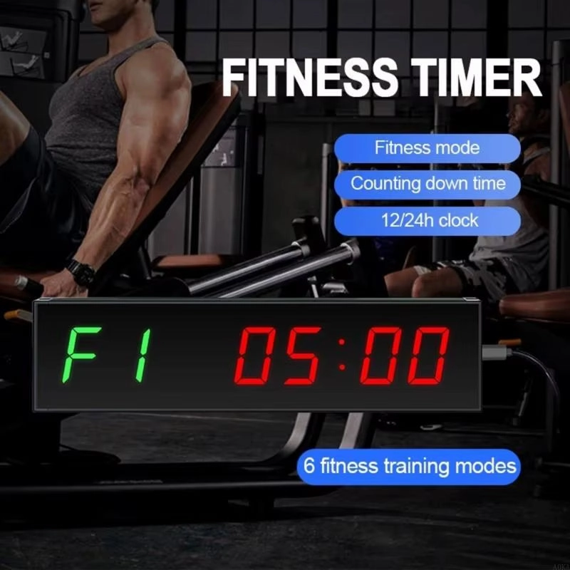 A0KA Gym Timer Clock Remote Control Fitness Interval Timer LED Digital Gym Wall Clock