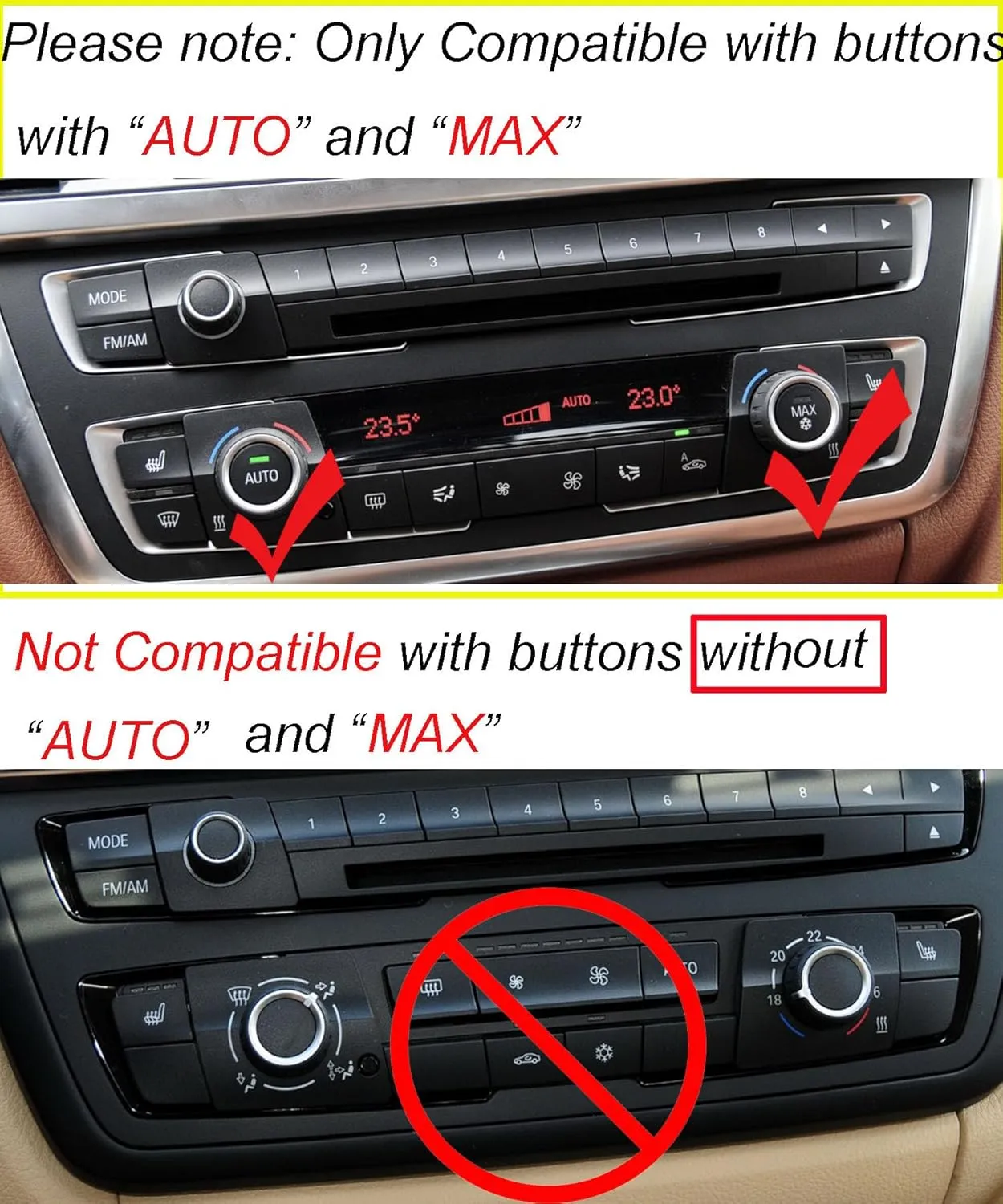 AC Air Conditioning Climate Control Button & Radio Volume Knob Switch Ring Covers Compatible with BMW 1 2 3 3GT 4 X1 Series F20 F22 F30 F31 F32 F33 F80 F82 F87 F48