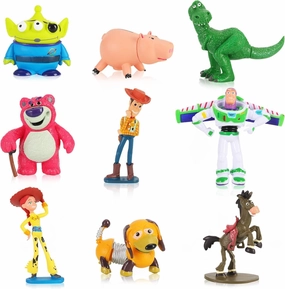 Action Figures Toys Set, 1.5-2.7 inches Tall Action Figures with Woody, Buzz and Jessie,Toy Anime Figurines Characters (9 Pack)