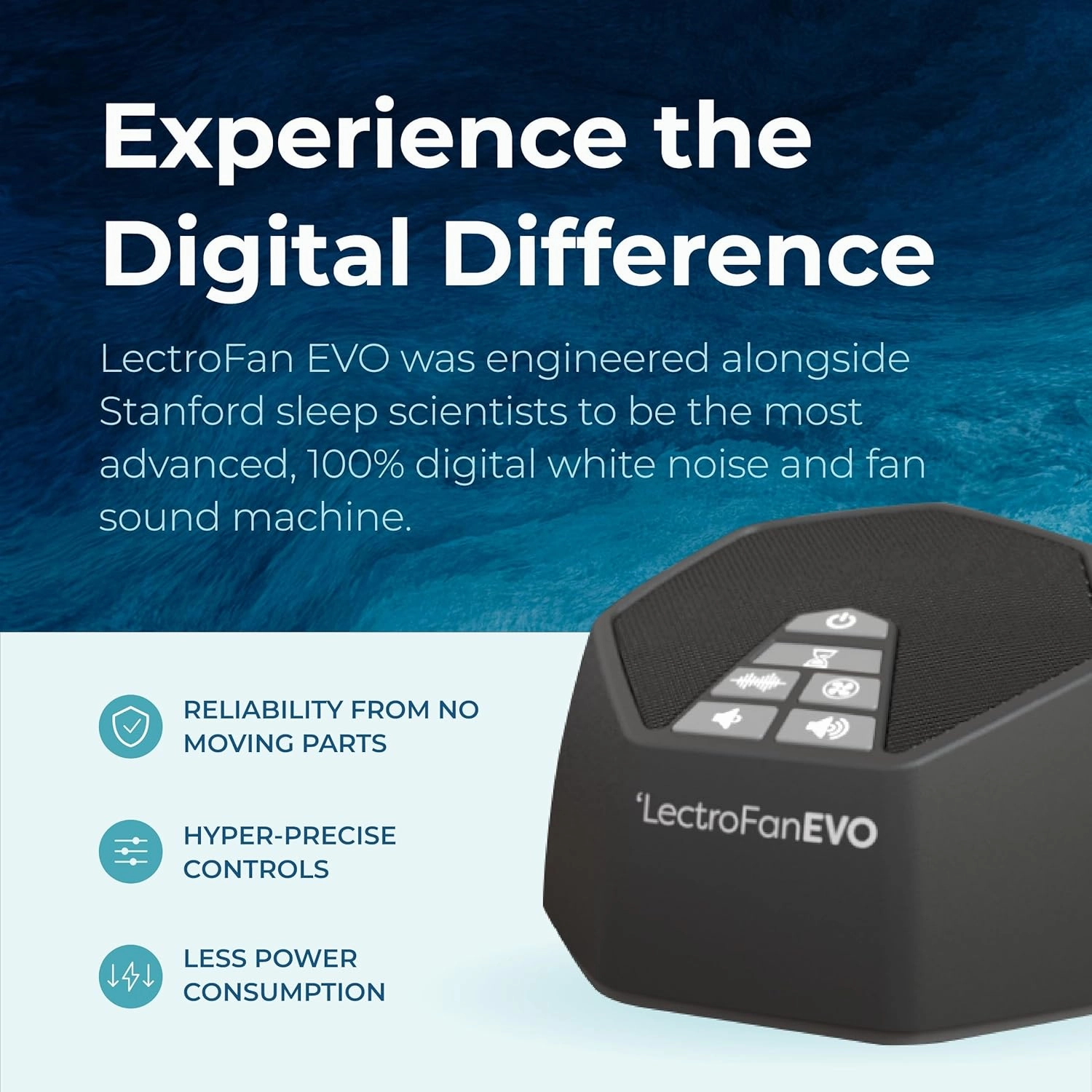 Adaptive Sound Technologies LectroFan EVO White Noise Machine - Compact Sleep Sound Machine for Bedroom, Travel, Study & More - 22 Non-Looping Fan, White & Ocean Noise Variations - Charcoal