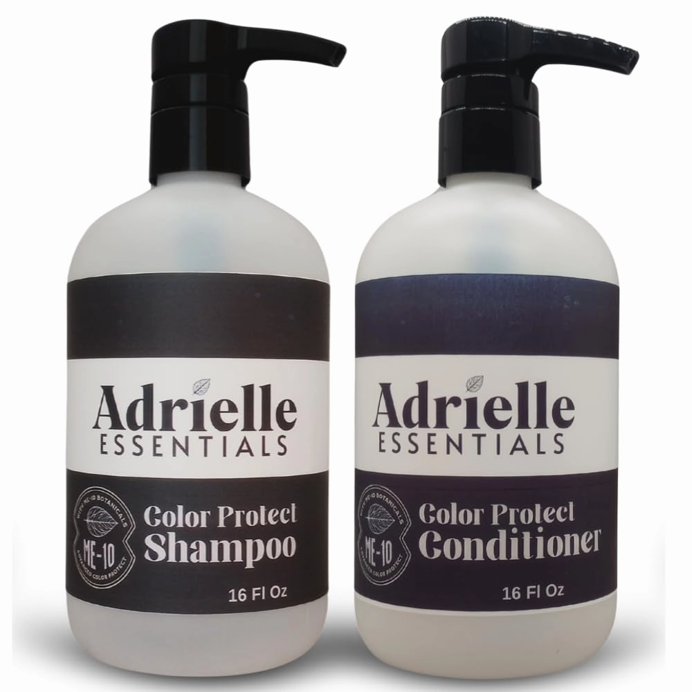 Adrielle Essentials Green Tea & Bamboo Scented Color Protect Hair Shampoo and Conditioner Set, 16 Oz Shampoo - 16 Oz Conditioner