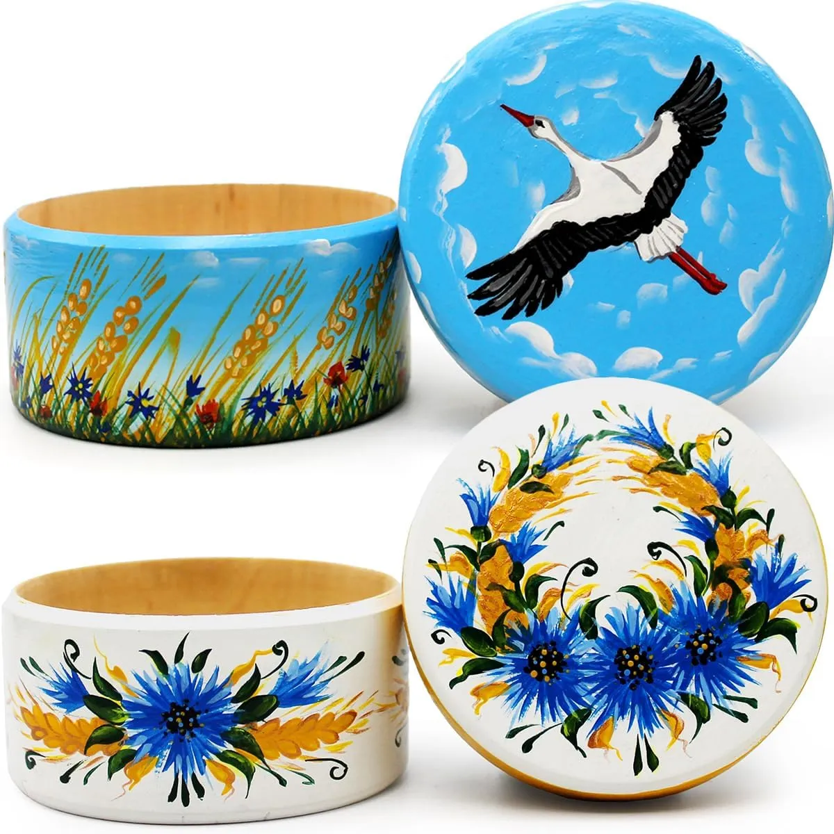 AEVVV 2pcs Wooden Boxes Belorussian Symbols Floral Design - Slavic Decor Jewelry Box Organizer for Bracelets, Rings - Decorative Trinket Box - Belarus Gifts