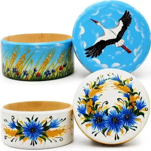 AEVVV 2pcs Wooden Boxes Belorussian Symbols Floral Design - Slavic Decor Jewelry Box Organizer for Bracelets, Rings - Decorative Trinket Box - Belarus Gifts