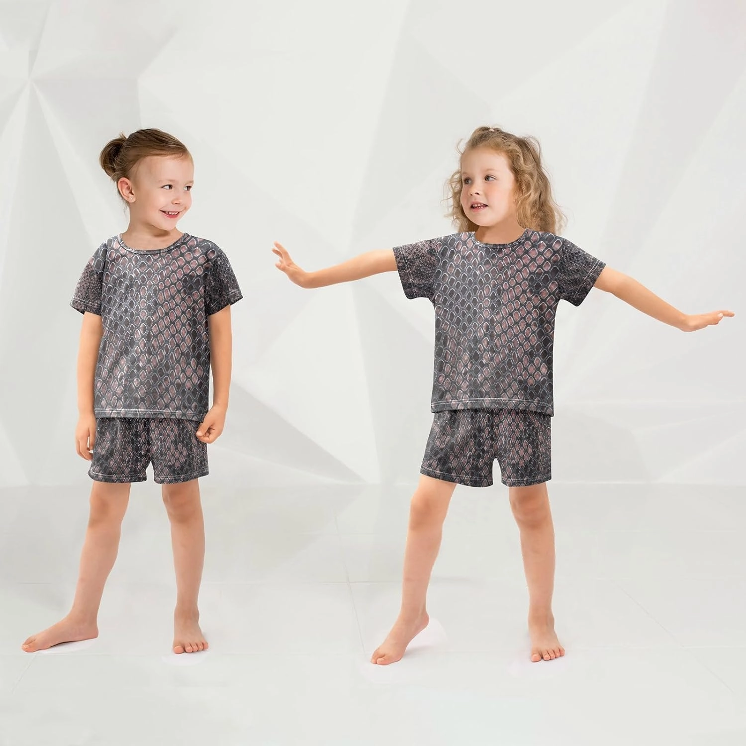 Aflyko Boys' Cotton Shorts Set Fancy Snakeskin Luxury Brown 2 Piece Summer Clothes