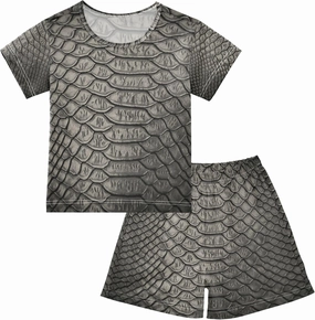 Aflyko Boys' Cotton Shorts Set Fancy Snakeskin Luxury Dark 2 Piece Summer Clothes