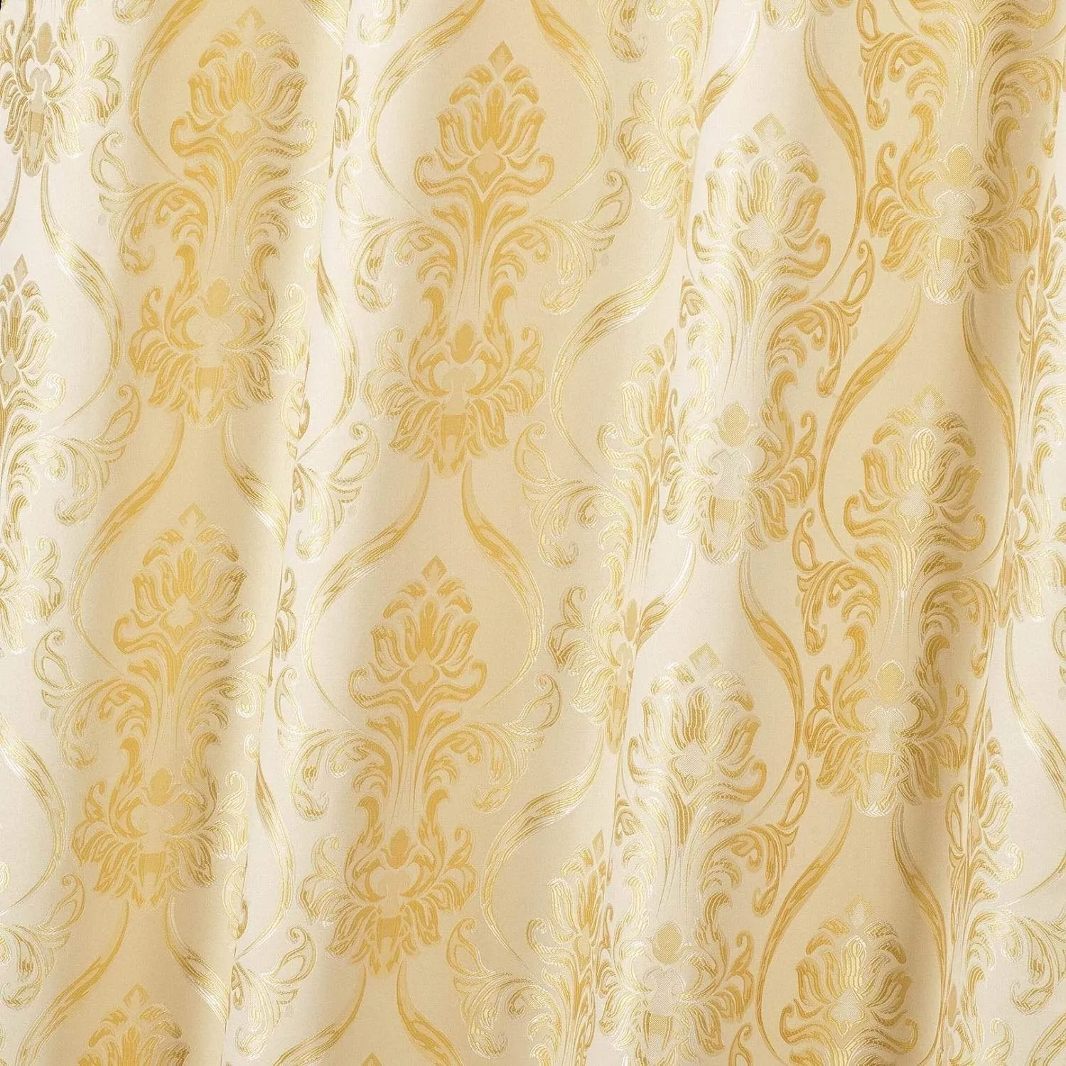 All American Collection New 4 Piece Drape Set with Attached Valance and Sheer with 2 Tie Backs Included (84" Length, Gold)