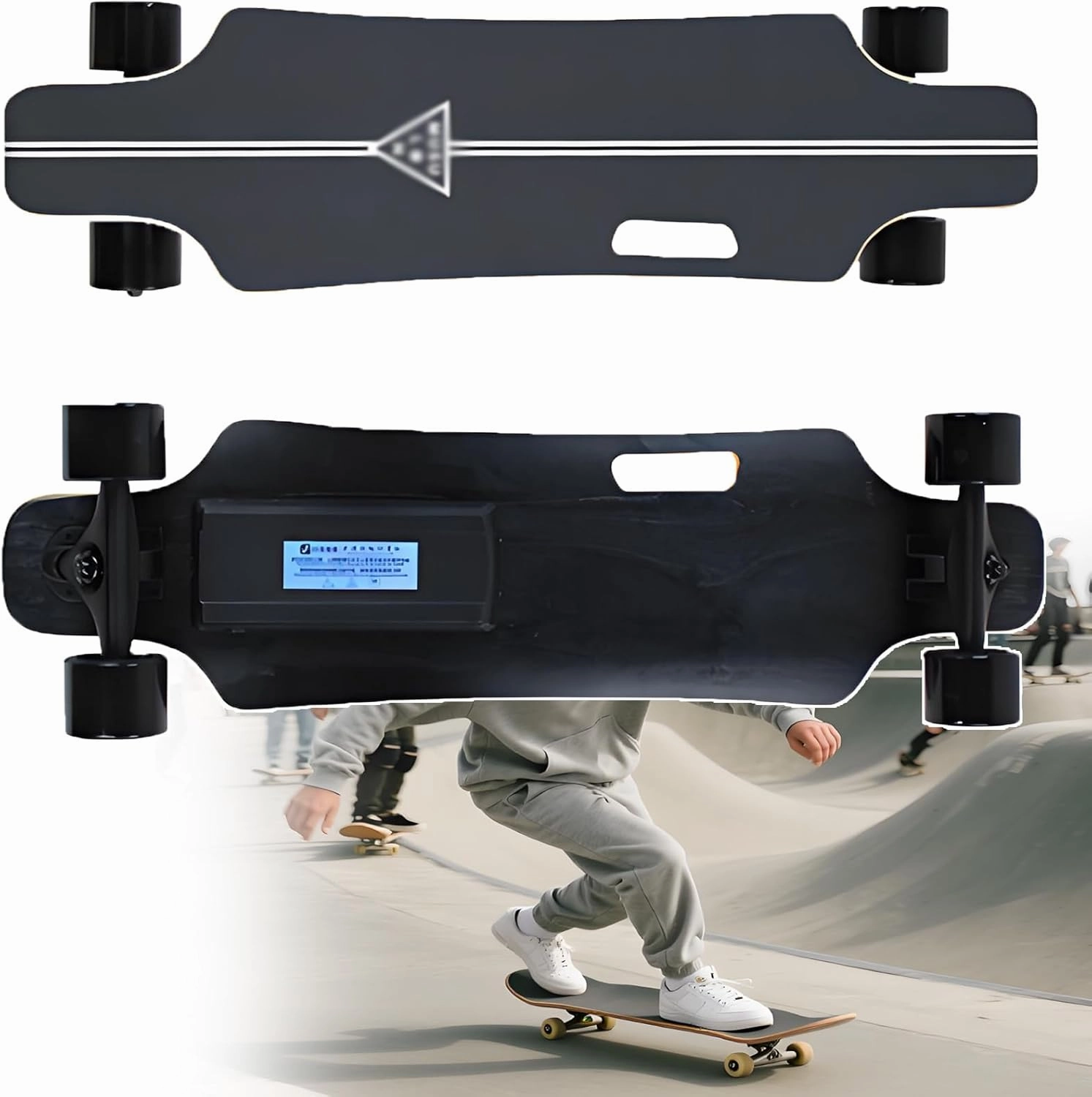 All-Terrain Electric Longboard Skateboard with Remote, 25km (15.6mph) W/4400mah Battery 8km (9.4 Mi) Range, Smooth Braking & 4-Speed ​​Control - 90kg (200lb) Capacity Maple Deck,TypeC