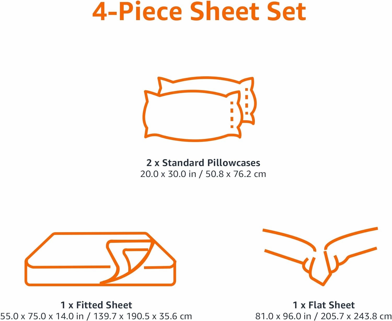 Amazon Basics Lightweight Super Soft, Wrinkle-Free, Easy Care Microfiber 4-Piece Bed Sheet Set with 14-Inch Deep Pockets, Full, Bright White, Solid