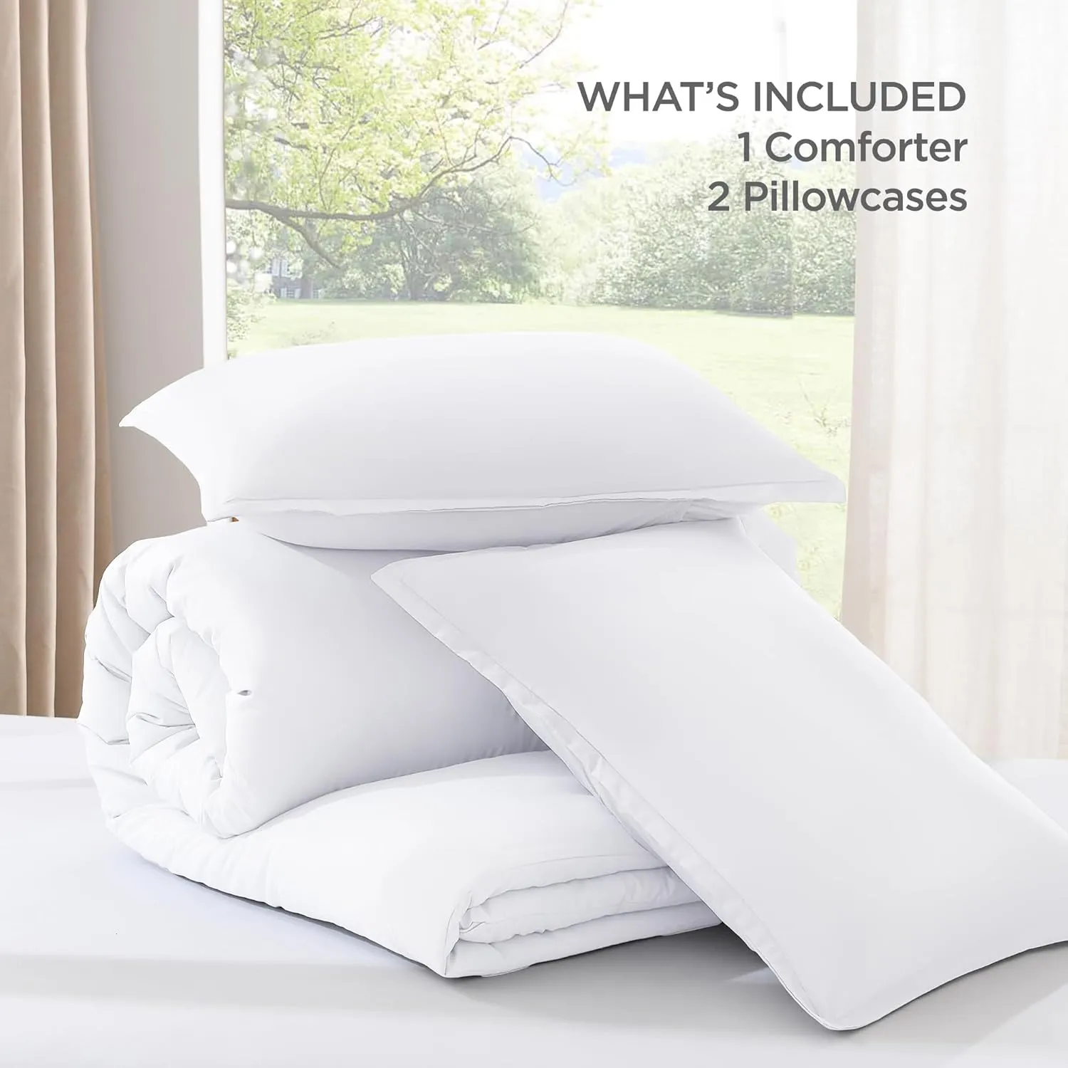 Andency White King Size Comforter Set, 3 Pieces Boho Solid Bedding Comforters & Sets for Women Men, Soft Lightweight Fluffy All Season Down Alternative Bed Blanket Quilt Set