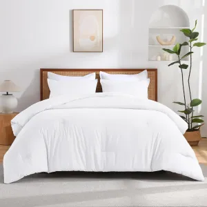 Andency White King Size Comforter Set, 3 Pieces Boho Solid Bedding Comforters & Sets for Women Men, Soft Lightweight Fluffy All Season Down Alternative Bed Blanket Quilt Set