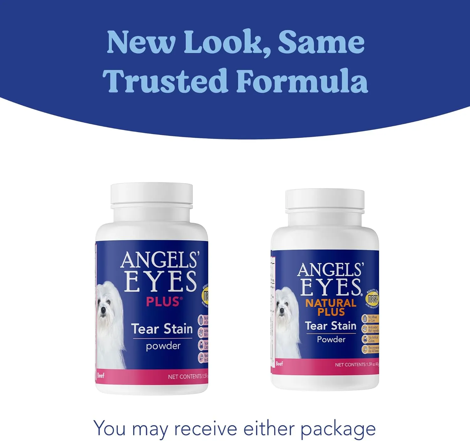 ANGELS' EYES NATURAL PLUS Tear Stain Prevention Beef Powder for Dogs | All Breeds | No Wheat No Corn | Daily Support for Eye Health | Proprietary Formula |Limited Ingredients | Net Content 45g