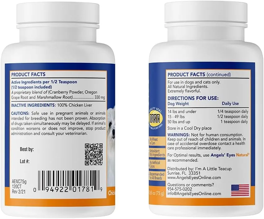 ANGELS' EYES Natural Tear Stain Prevention Chicken Powder for Dogs | All Breeds | No Wheat No Corn | Daily Support for Eye Health | Proprietary Formula |Limited Ingredients | Net Contents 75g