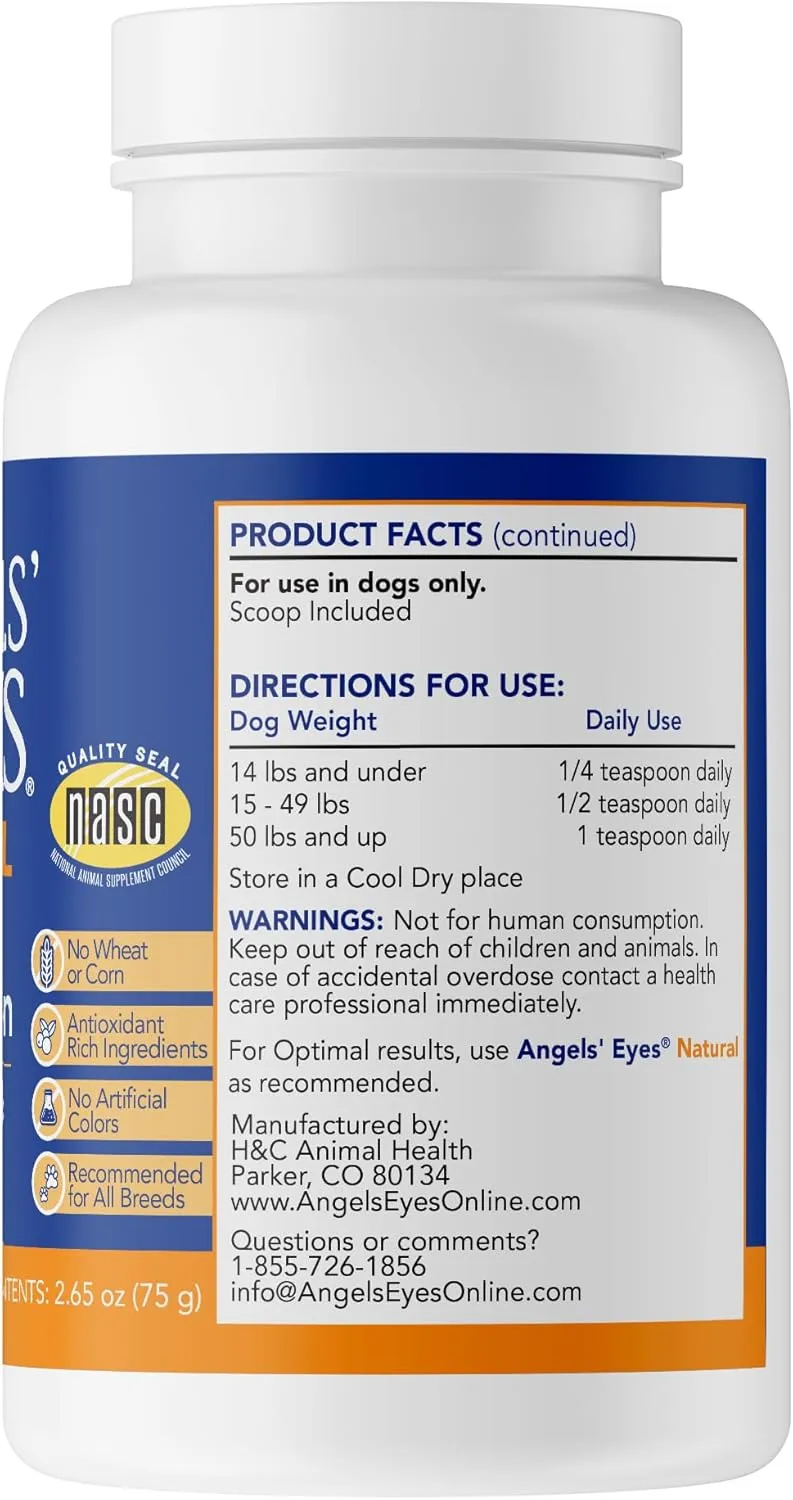 ANGELS' EYES Natural Tear Stain Prevention Chicken Powder for Dogs | All Breeds | No Wheat No Corn | Daily Support for Eye Health | Proprietary Formula |Limited Ingredients | Net Contents 75g
