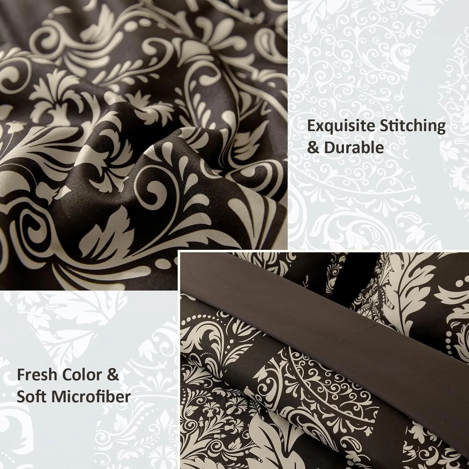 Anibedding Brown Comforter Set Queen Size,7 Pieces Bed in a Bag Bohemian Damask Comforter and Sheet Set, Soft Lightweight Microfiber Bedding Set for All Season (90"x90")