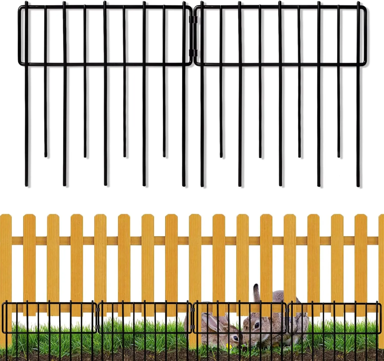 Animal Barrier Fence, 12In(H) x 28.00Ft(L) Upgrade 1.26 in gap Decorative Fences No Dig Fence for Rabbit and Dog, Rustproof Metal Wire Garden Fence Border for Garden Patio Landscaping,26 PCS
