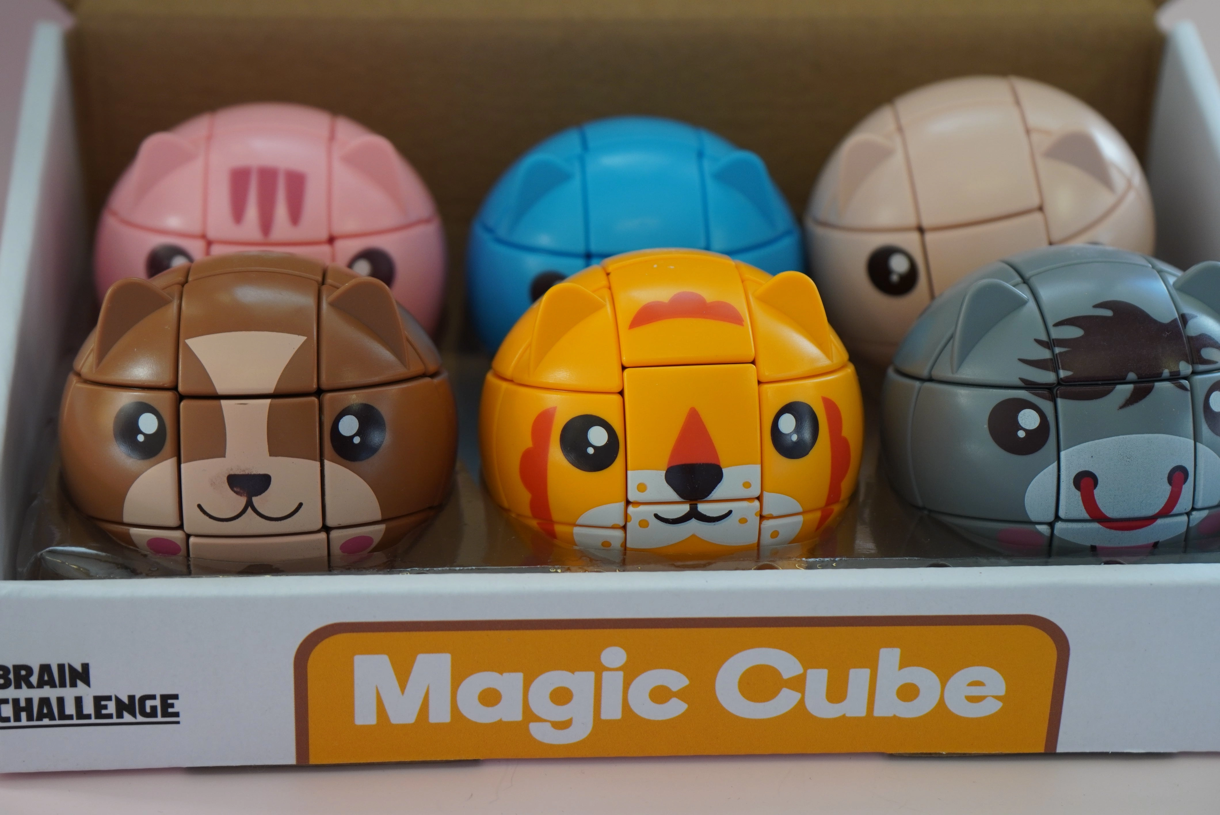 Animal Face Magic Cube – Brain Challenge Puzzle Toy (6/Box)