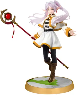 Anime Frieren Figure,Frieren Action Figure,20cm/7.87" Manga Figurine,Standing with Staff Battle Scene Character Model,PVC Desktop Decoration Statue Collectible Gifts