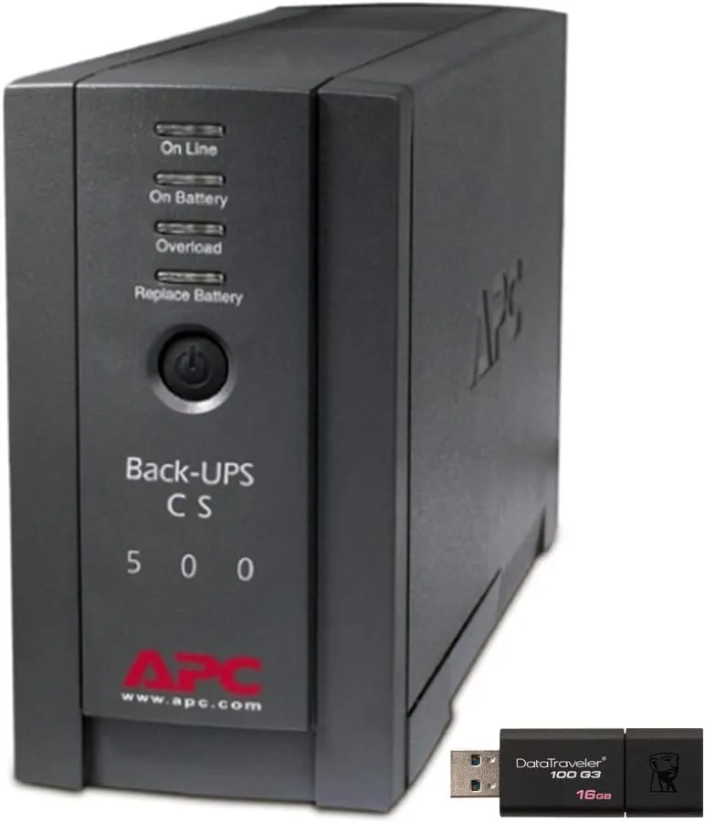 APC Back UPS PRO BK500BLK Tower UPS Bundle with 16GB DataTraveler USB Drive