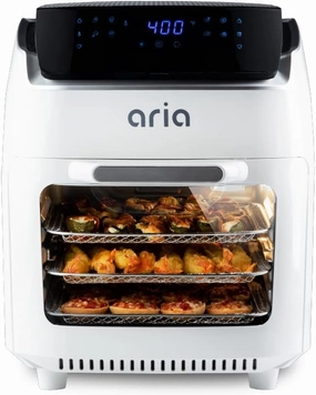 Aria 10 Qt. Touchscreen Air Fryer Oven with Premium Accessory Set and Recipe Book, White