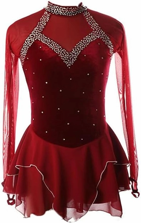Artistic Ice Skate Competition Dress for Girls Figure Skating Leotard Costume Crystal Ballet Gymnastics Skirt