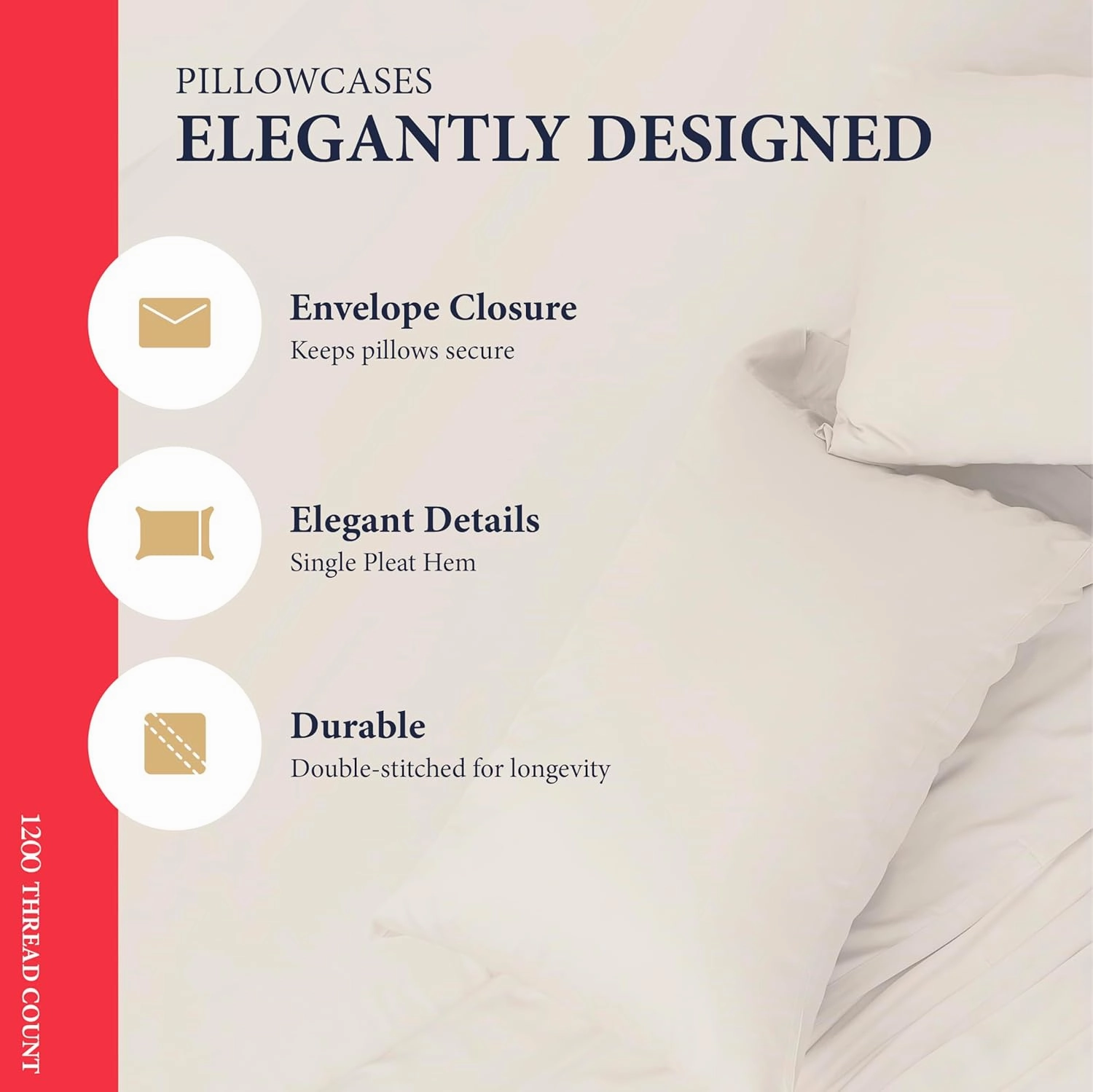 Ashton Sheets 100% Egyptian Cotton Sheets Queen Size - 1200 Thread Count 4 PC Queen Sheet Set Egyptian Cotton, Sateen Weave Luxury Sheets Queen Size, High Thread Count Sheets, 17" Deep Pocket - Ivory