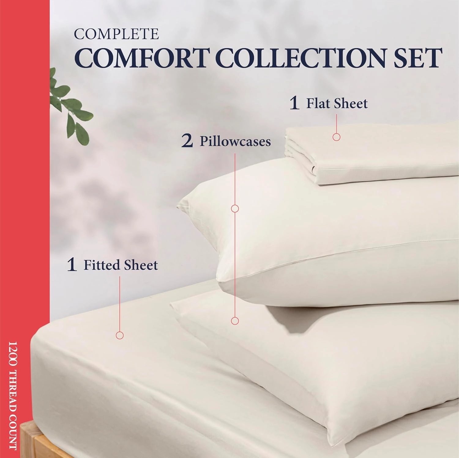 Ashton Sheets 100% Egyptian Cotton Sheets Queen Size - 1200 Thread Count 4 PC Queen Sheet Set Egyptian Cotton, Sateen Weave Luxury Sheets Queen Size, High Thread Count Sheets, 17" Deep Pocket - Ivory