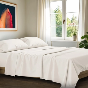 Ashton Sheets 100% Egyptian Cotton Sheets Queen Size - 1200 Thread Count 4 PC Queen Sheet Set Egyptian Cotton, Sateen Weave Luxury Sheets Queen Size, High Thread Count Sheets, 17" Deep Pocket - Ivory