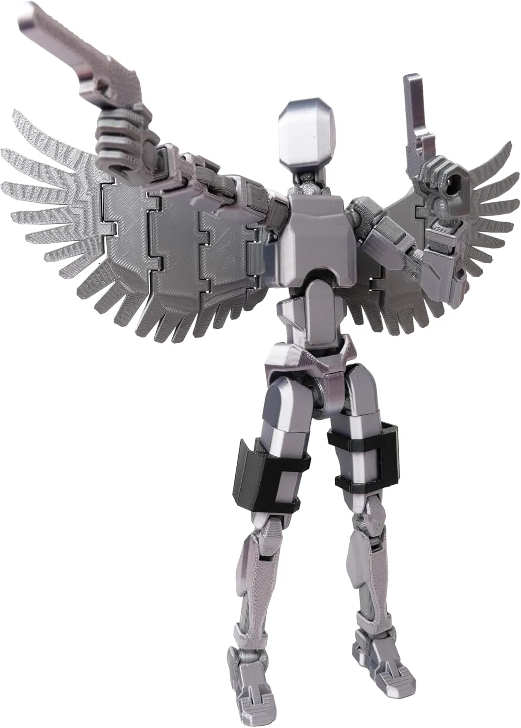 (Assembly Completed Dummy 20 Action Figure, 8.1 inches， Strong Magnetic Accessories， 8 Types of Weapons 3D Printed Robot Multi-Jointed Movable, Spider Ninja Series (Bright Silver)