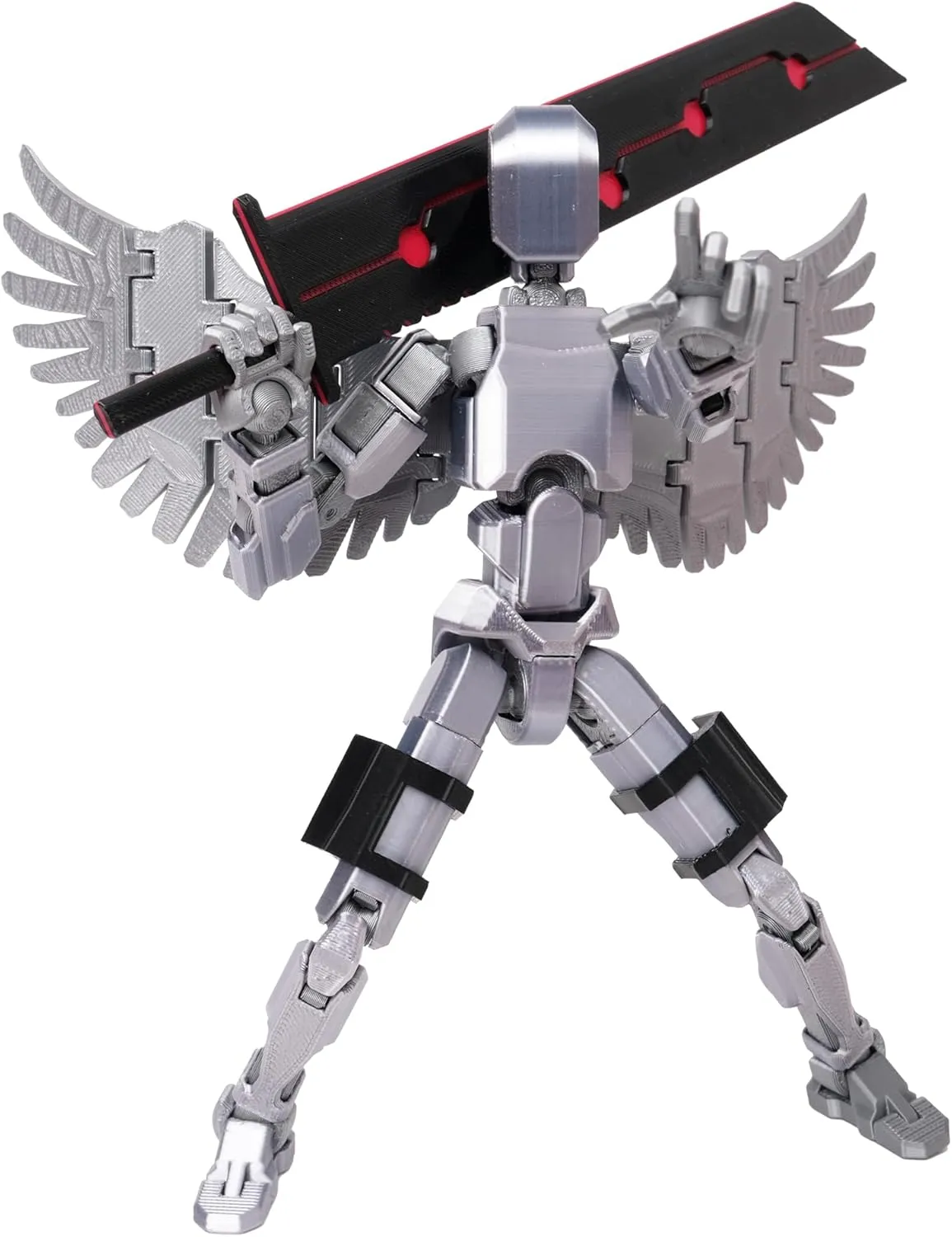 (Assembly Completed Dummy 20 Action Figure, 8.1 inches， Strong Magnetic Accessories， 8 Types of Weapons 3D Printed Robot Multi-Jointed Movable, Spider Ninja Series (Bright Silver)