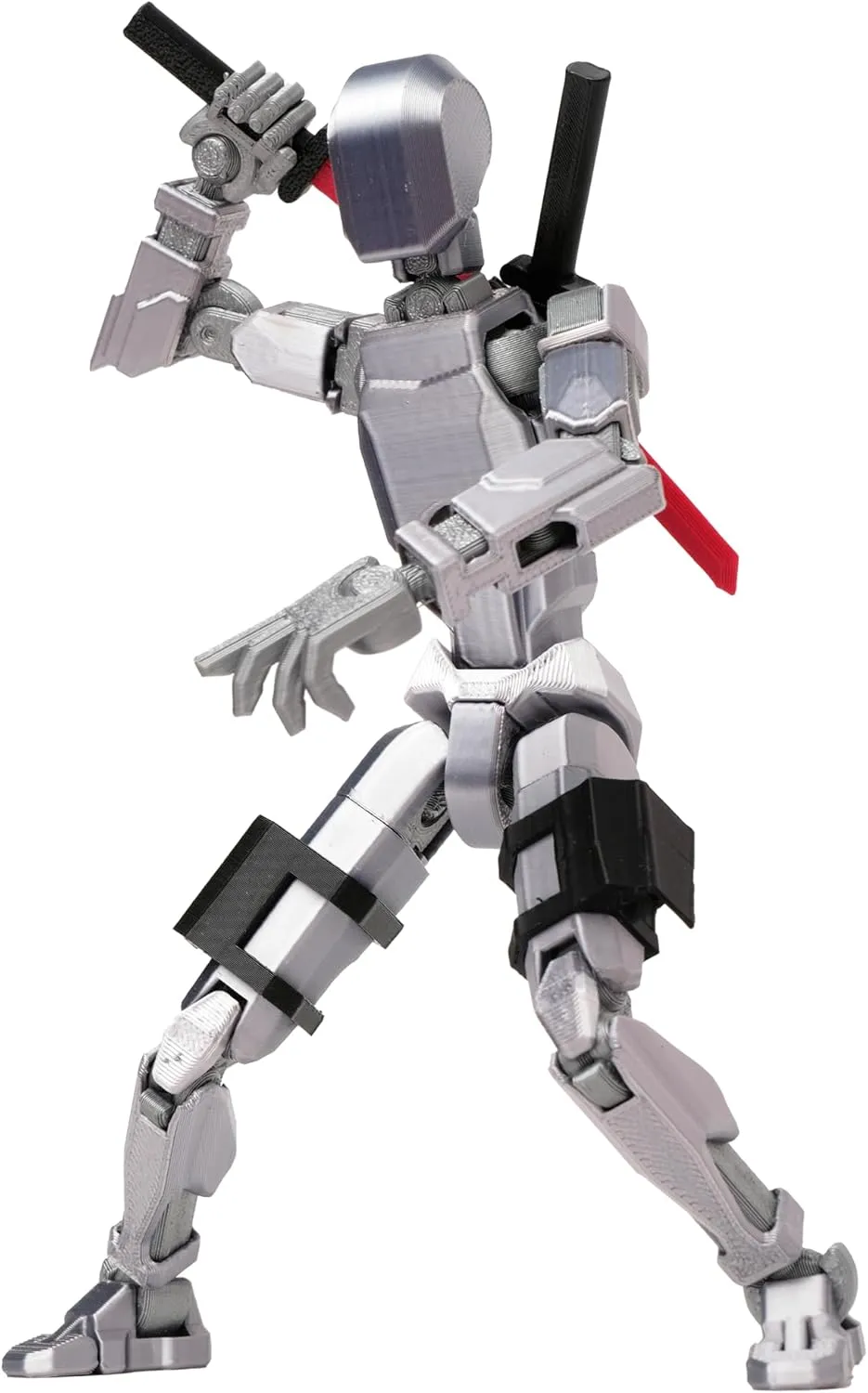 (Assembly Completed Dummy 20 Action Figure, 8.1 inches， Strong Magnetic Accessories， 8 Types of Weapons 3D Printed Robot Multi-Jointed Movable, Spider Ninja Series (Bright Silver)