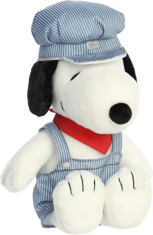 Aurora® Adorable Peanuts® Train Engineer Snoopy™ Stuffed Animal - Officially Licensed Toys for All Snoopy Fans - Nostalgic Gift for Adults and Birthday Celebrations - 14 Inches