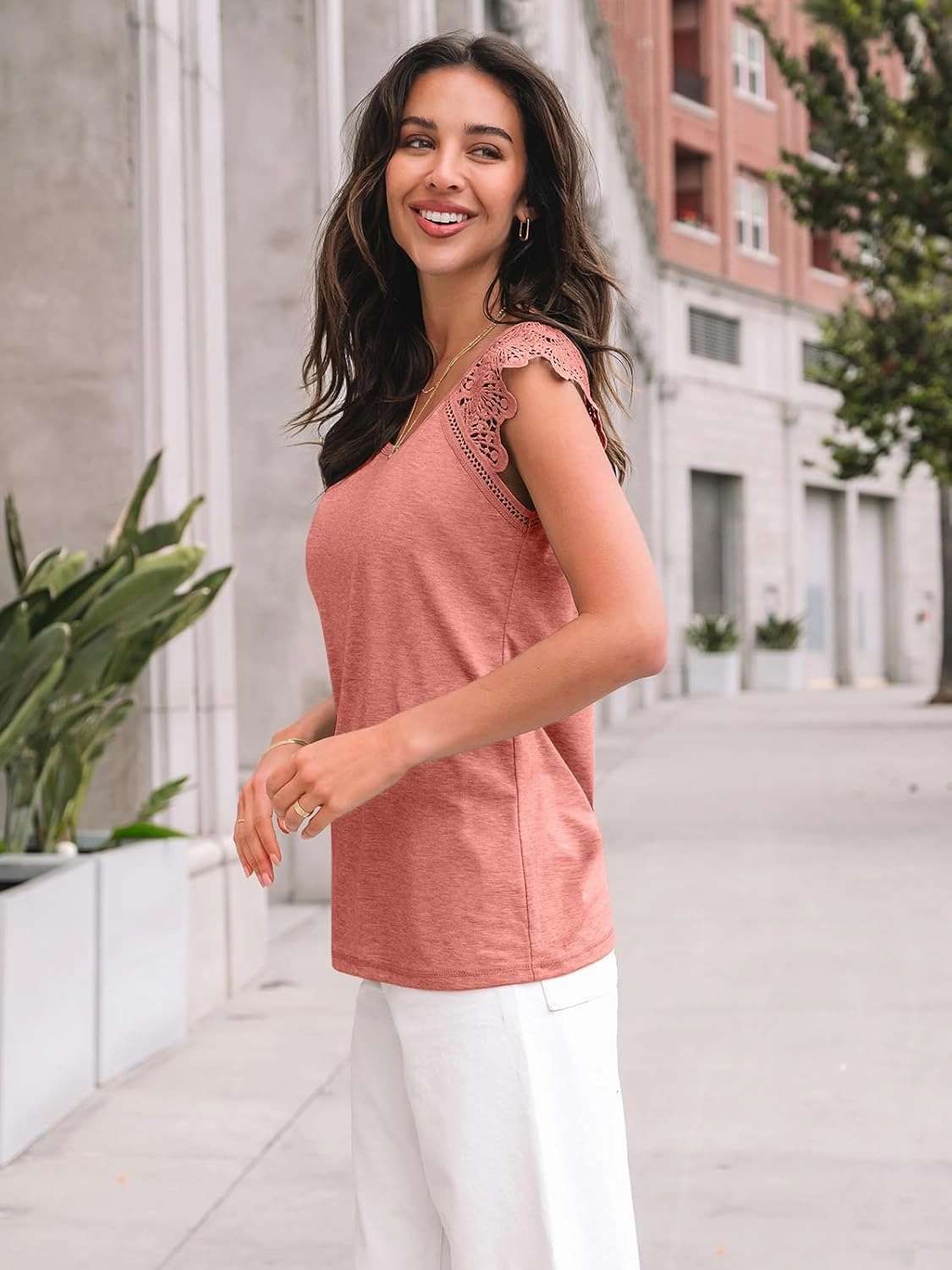 AUTOMET Womens Tops Casual Dressy Lace Summer Tee 2025 Cap Sleeve T Shirts Cute Basic Trendy Fashion Spring Outfits