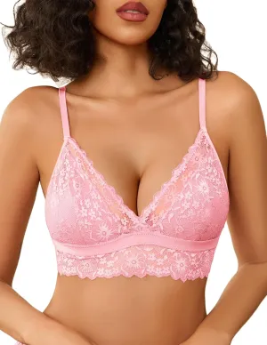 Avidlove Lace Bralette for Women Sexy Wireless Bralettes Non Padded Bralette V Neck Minimizer Lingerie