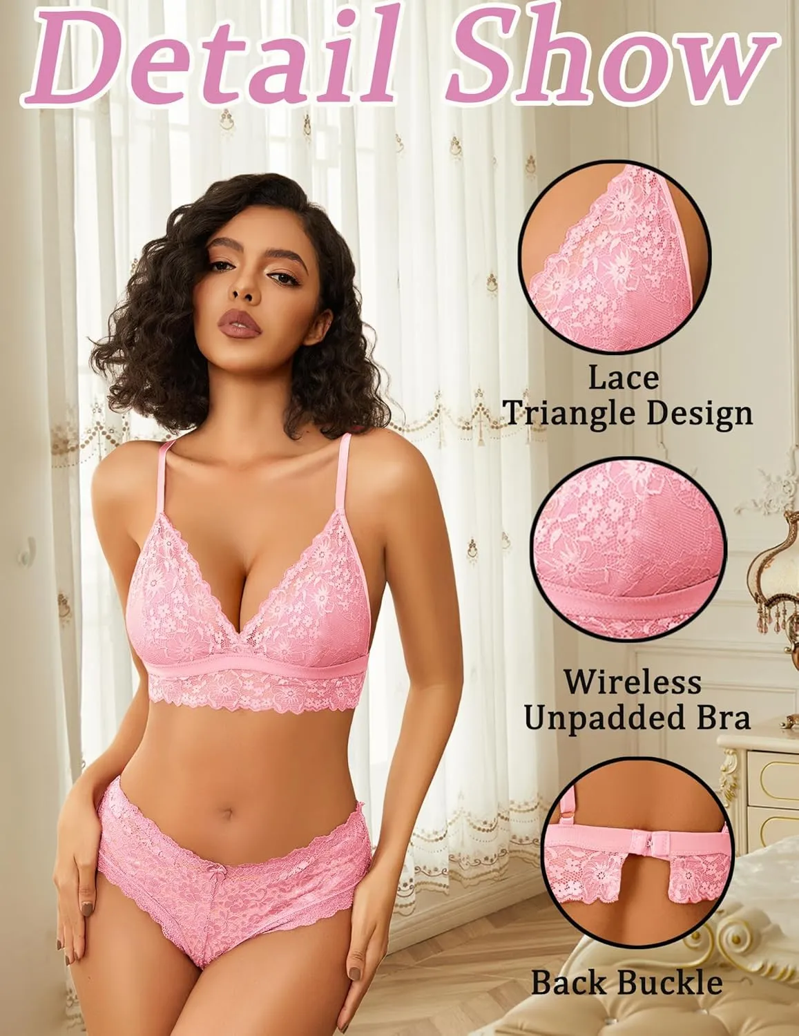 Avidlove Lace Bralette for Women Sexy Wireless Bralettes Non Padded Bralette V Neck Minimizer Lingerie