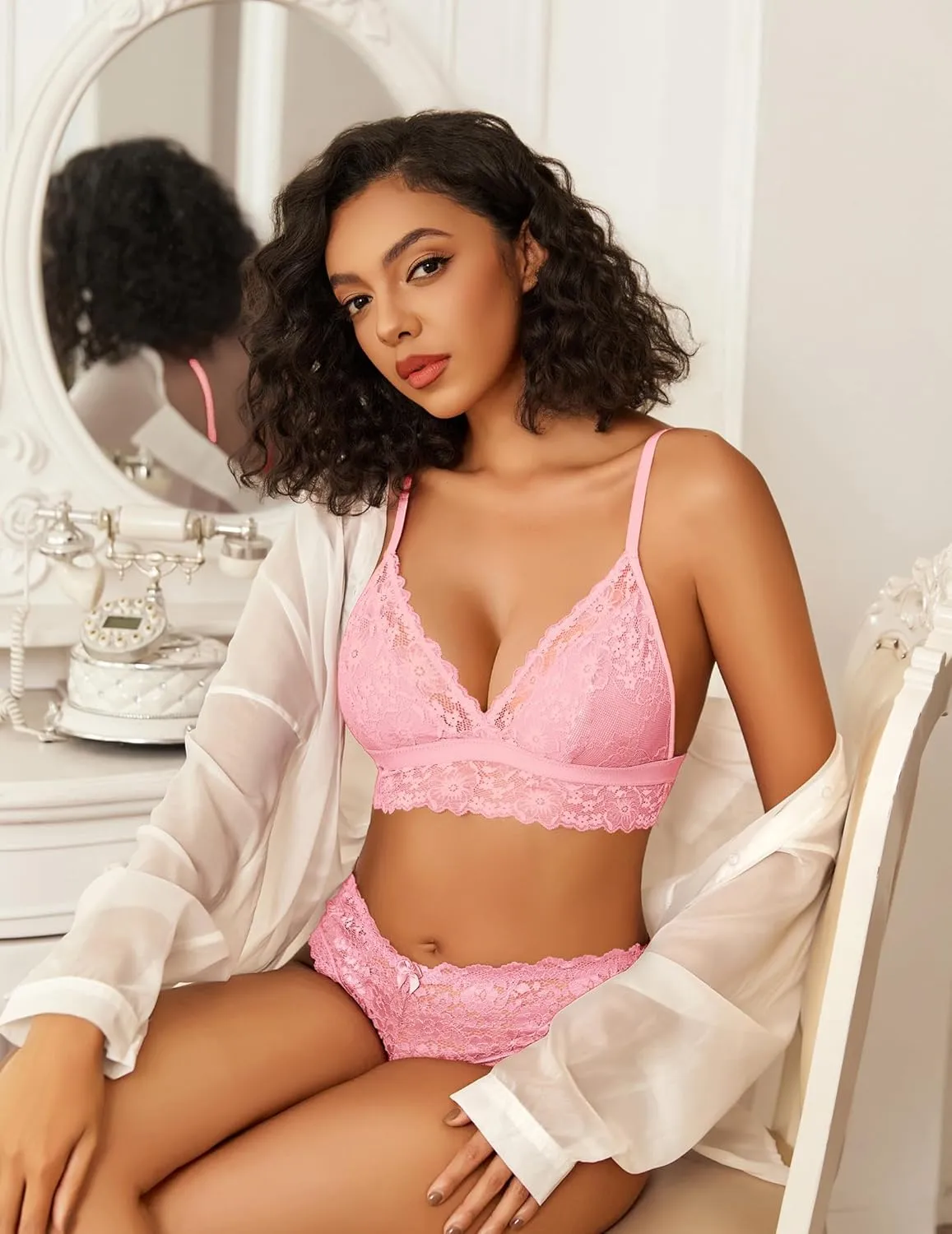Avidlove Lace Bralette for Women Sexy Wireless Bralettes Non Padded Bralette V Neck Minimizer Lingerie