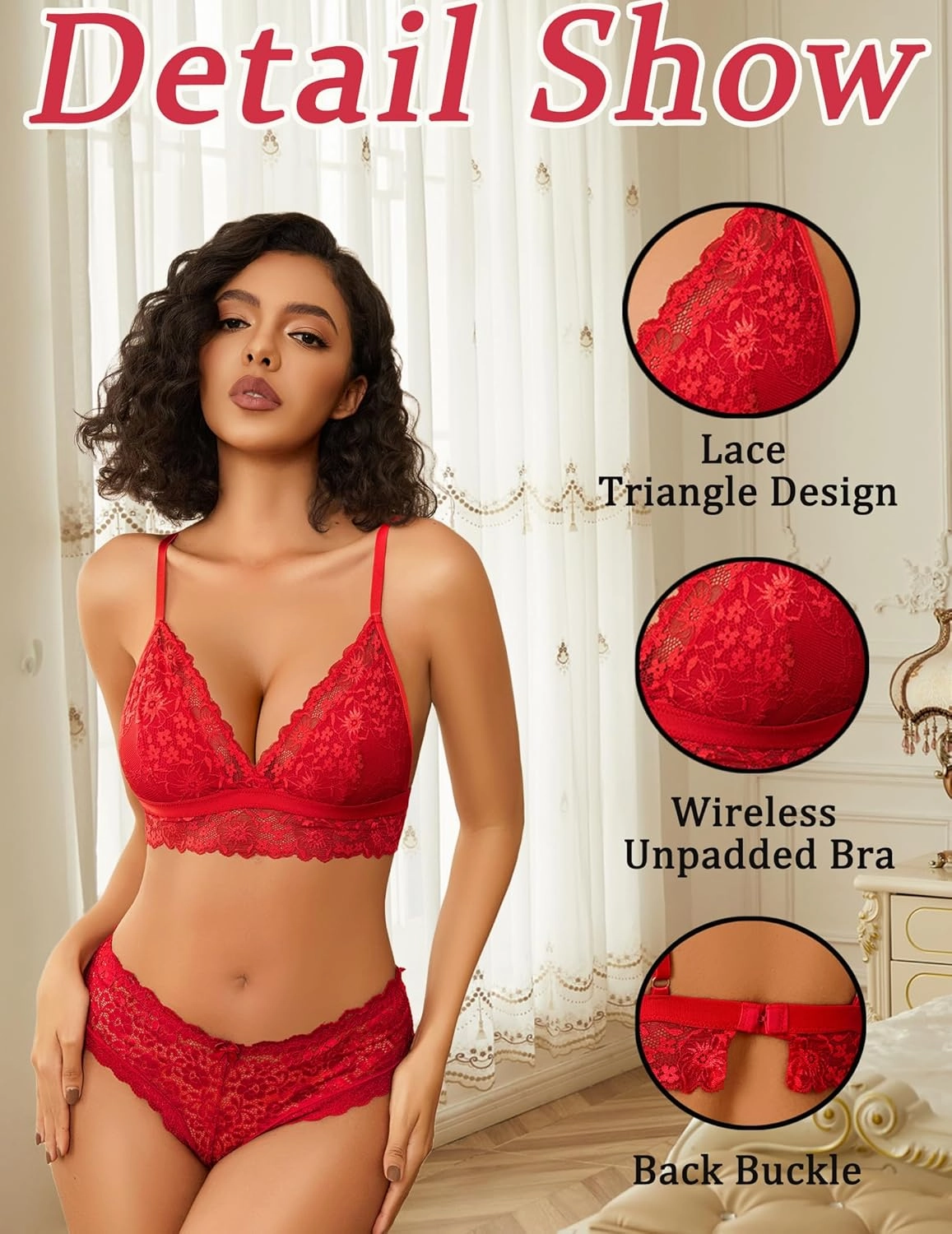 Avidlove Lace Bralette for Women Sexy Wireless Bralettes Non Padded Bralette V Neck Minimizer Lingerie