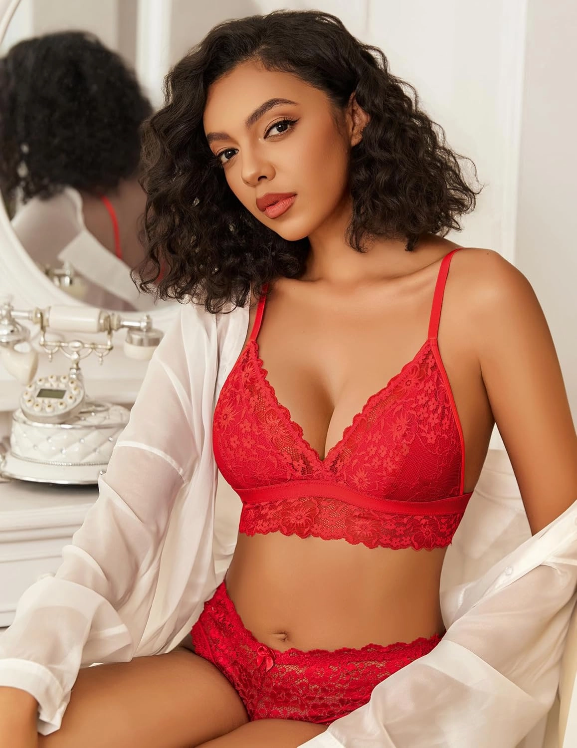 Avidlove Lace Bralette for Women Sexy Wireless Bralettes Non Padded Bralette V Neck Minimizer Lingerie