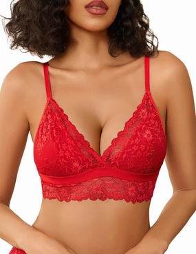 Avidlove Lace Bralette for Women Sexy Wireless Bralettes Non Padded Bralette V Neck Minimizer Lingerie