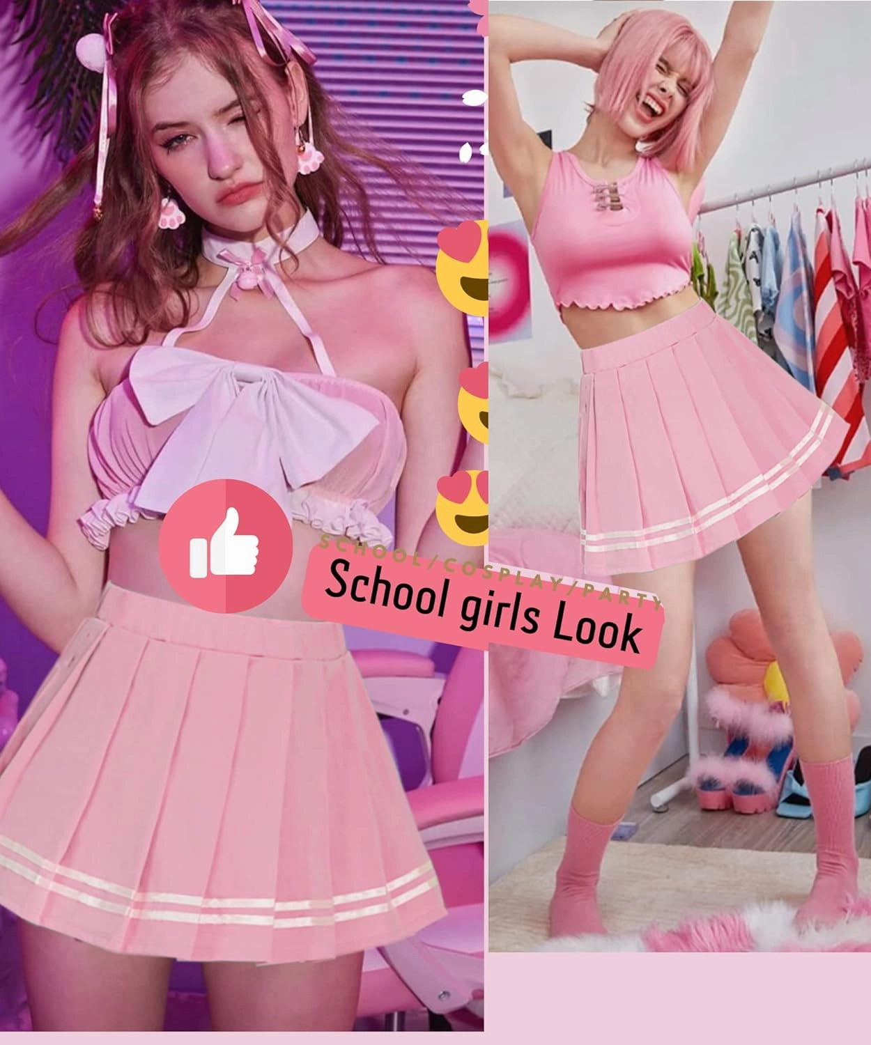 Avidlove Womens Pleated Skirt School Uniform Skirt Mini Skirt Pleated Cheer Skirt