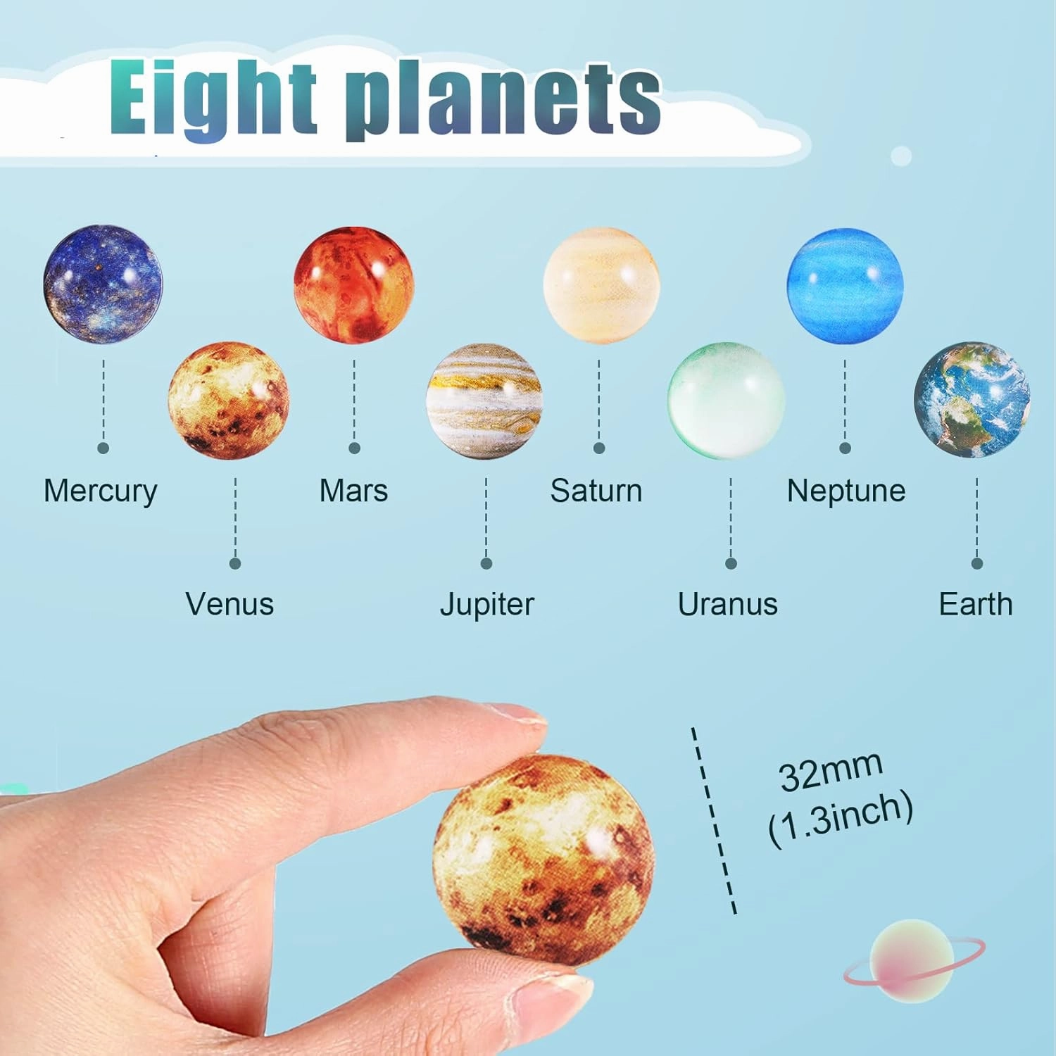 Ayfjovs 24PCS, 32mm Solar System Planets Bouncing Balls for Kids, Rubber Bounce Balls Christmas Bag Filling, Classroom Prizes, Space Party Toys