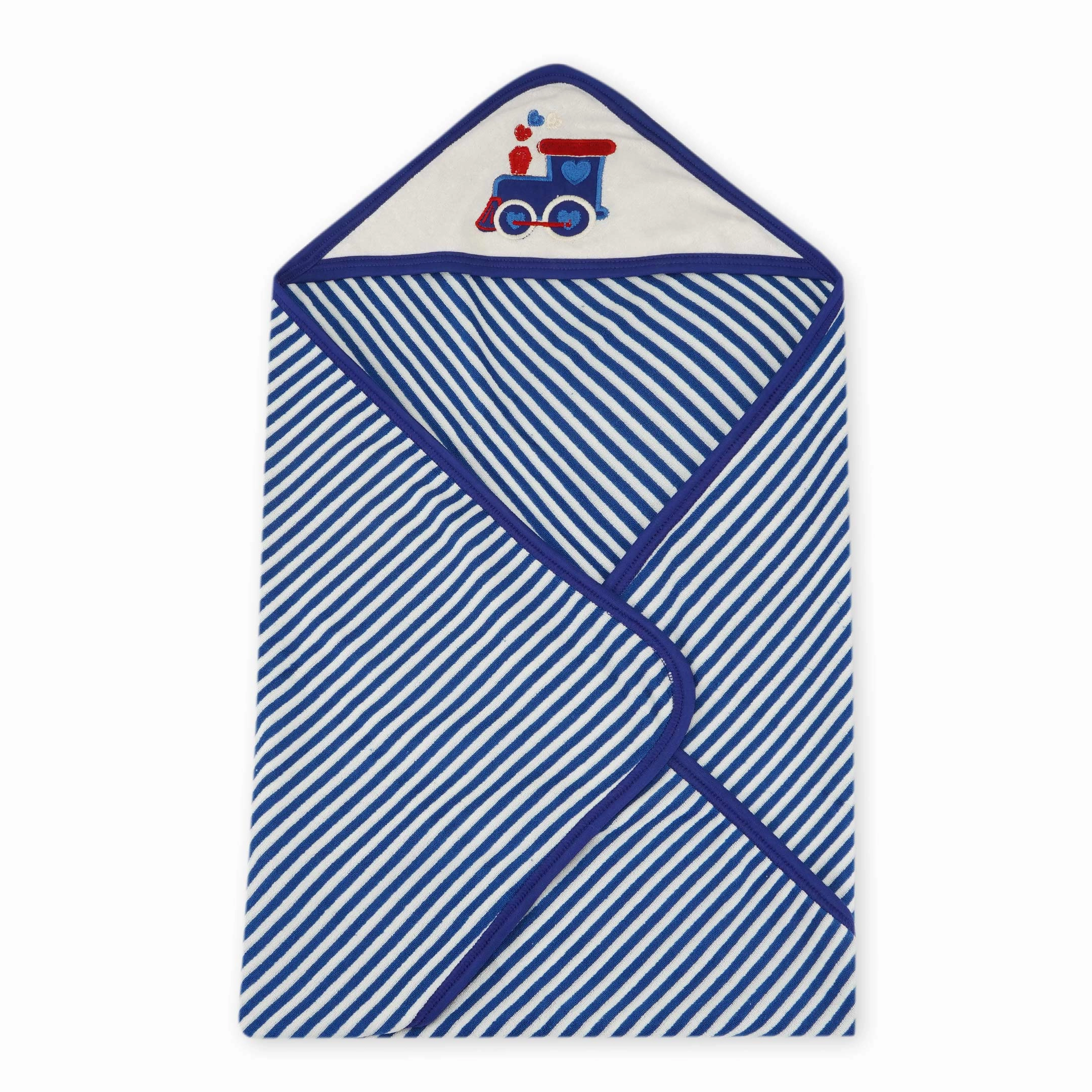Baby Hooded Towel Stripes Blue - Sunshine