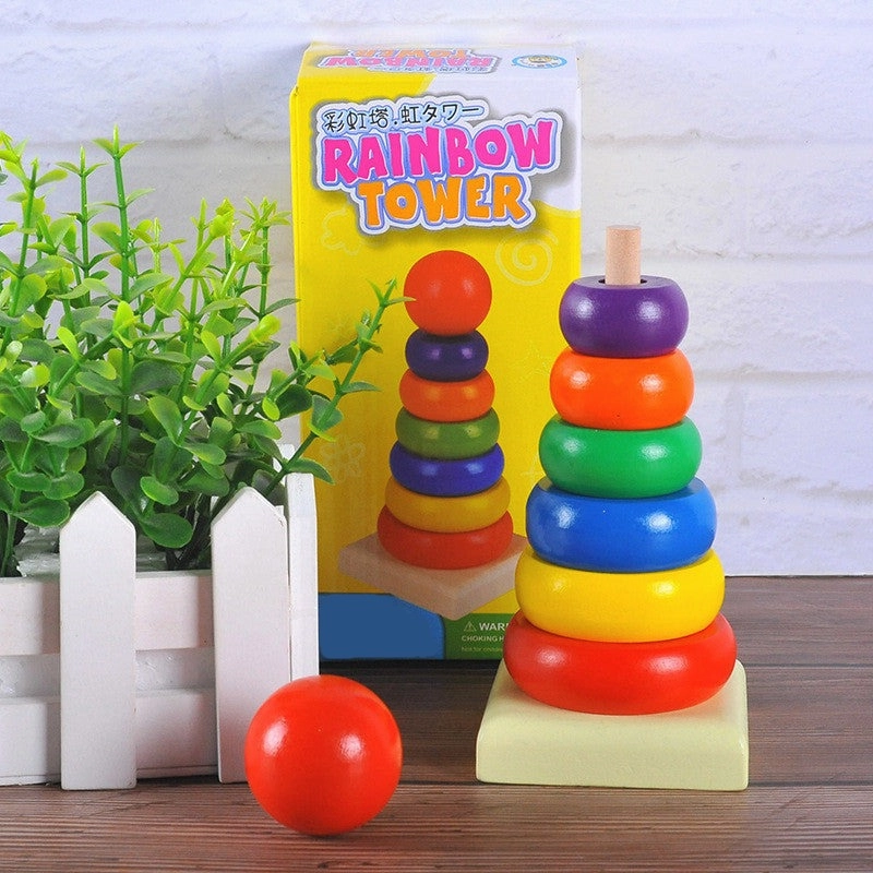 Baby Wooden Rainbow Stacking Tower Toy For Kids