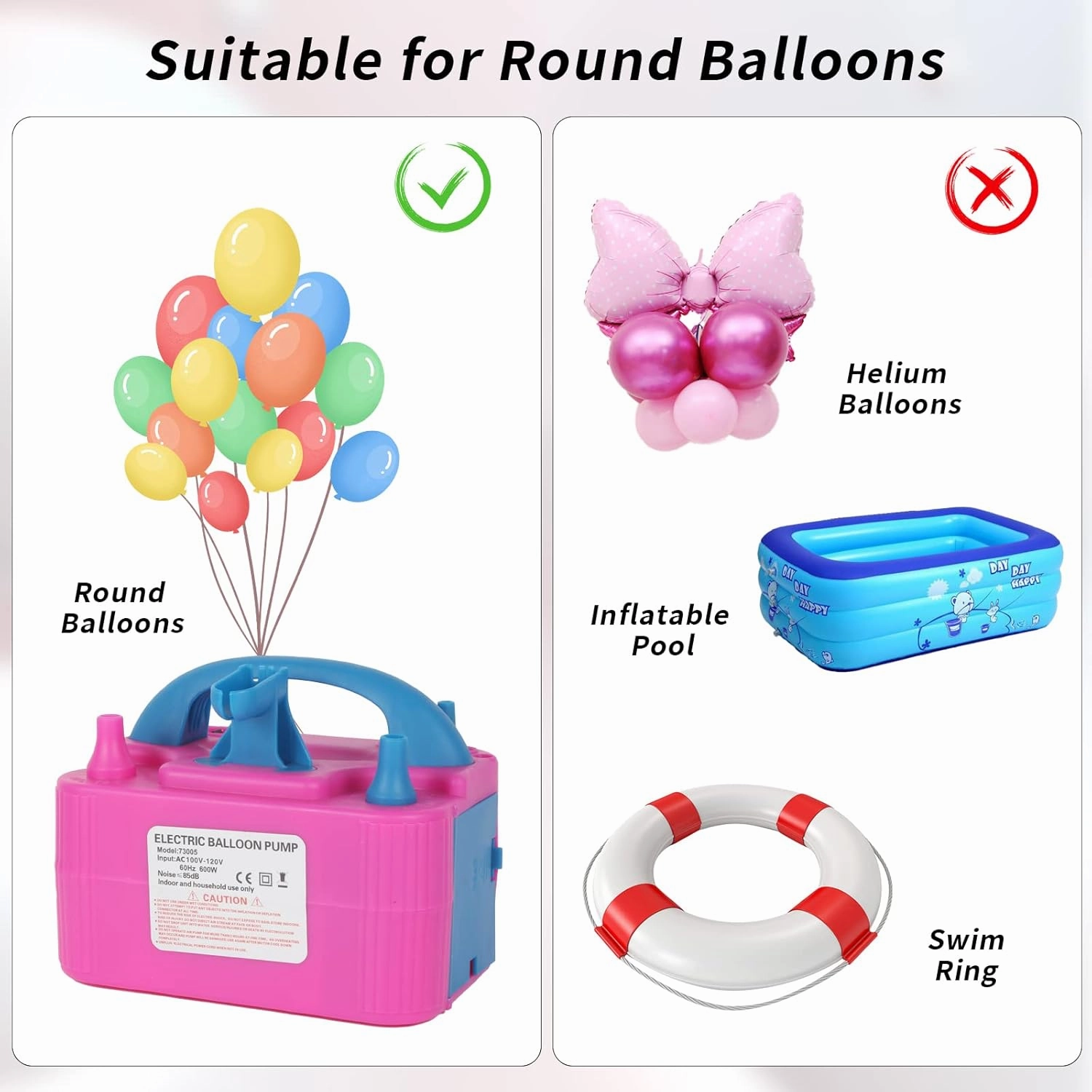 Balloon Pump Electric,110V 600W Balloon Blower Inflator Dual Nozzle Air Pump Balloons Inflator for Decoration, Party, Sport,Gifts:2 Balloon Tying Tools