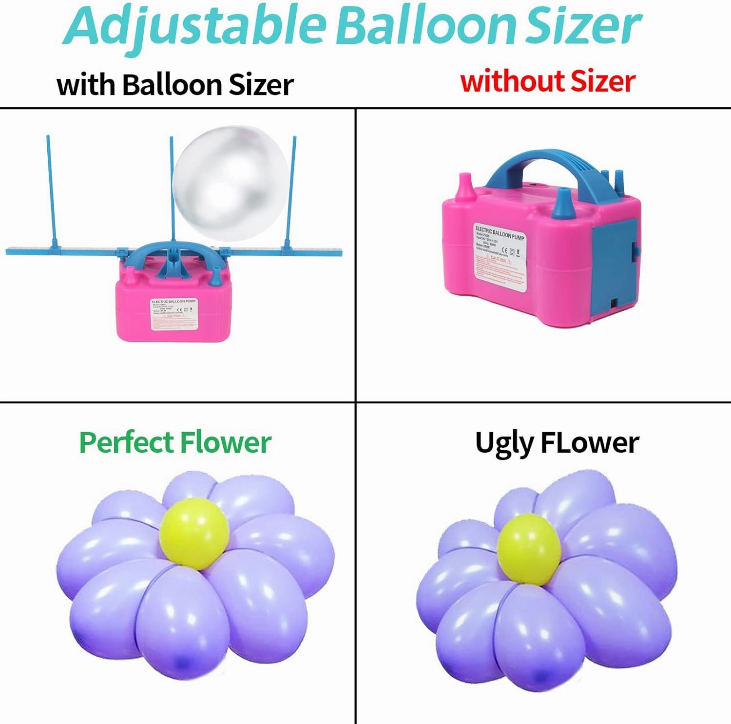 Balloon Pump Electric,110V 600W Balloon Blower Inflator Dual Nozzle Air Pump Balloons Inflator for Decoration, Party, Sport,Gifts:2 Balloon Tying Tools