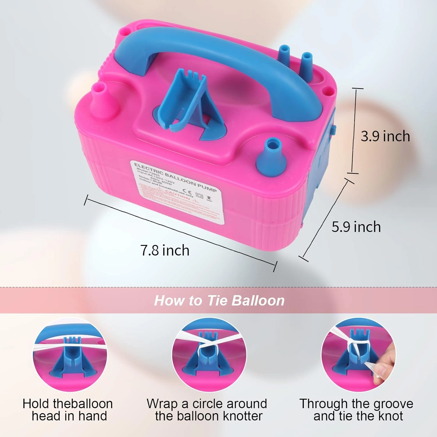 Balloon Pump Electric,110V 600W Balloon Blower Inflator Dual Nozzle Air Pump Balloons Inflator for Decoration, Party, Sport,Gifts:2 Balloon Tying Tools