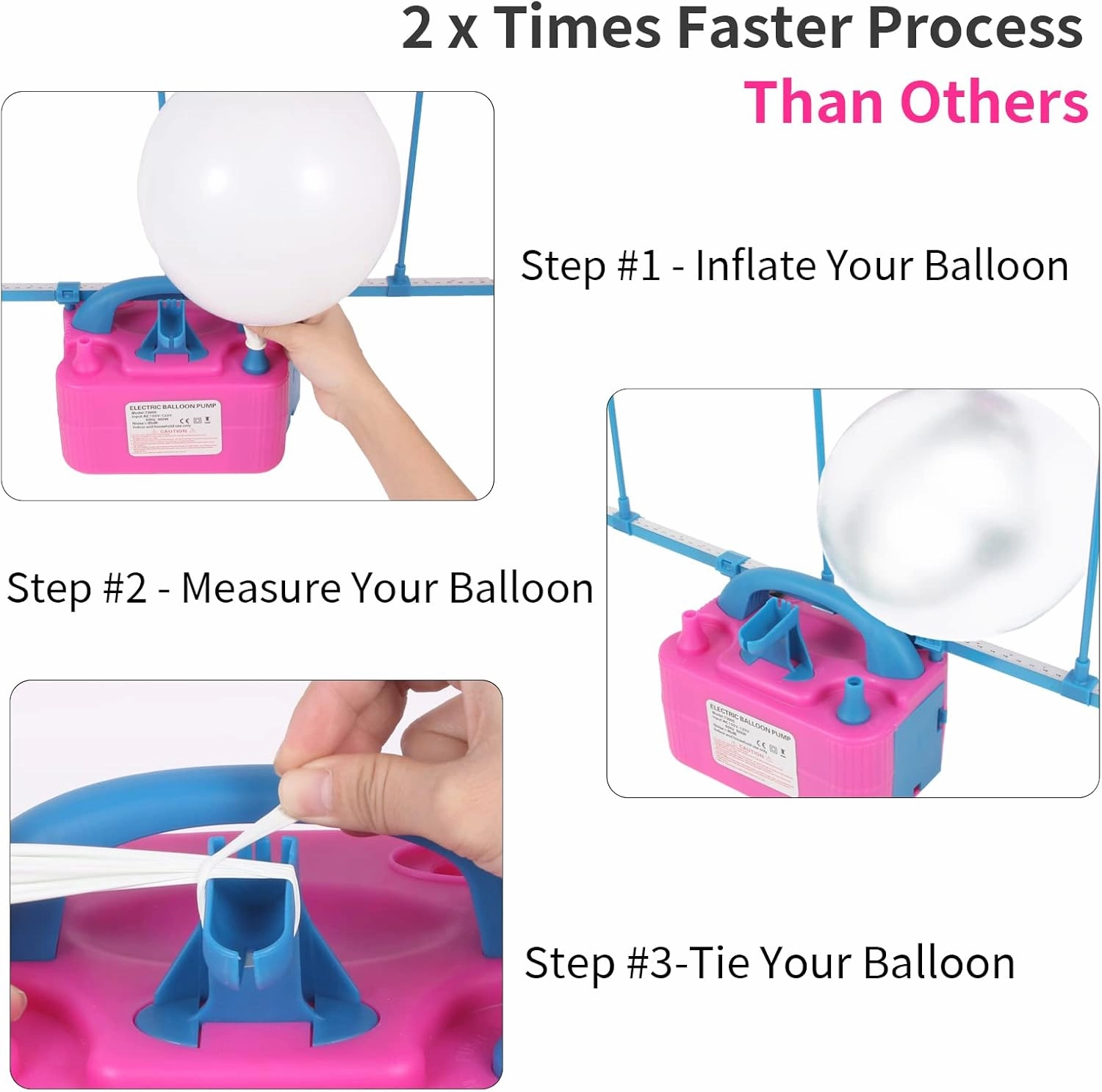 Balloon Pump Electric,110V 600W Balloon Blower Inflator Dual Nozzle Air Pump Balloons Inflator for Decoration, Party, Sport,Gifts:2 Balloon Tying Tools