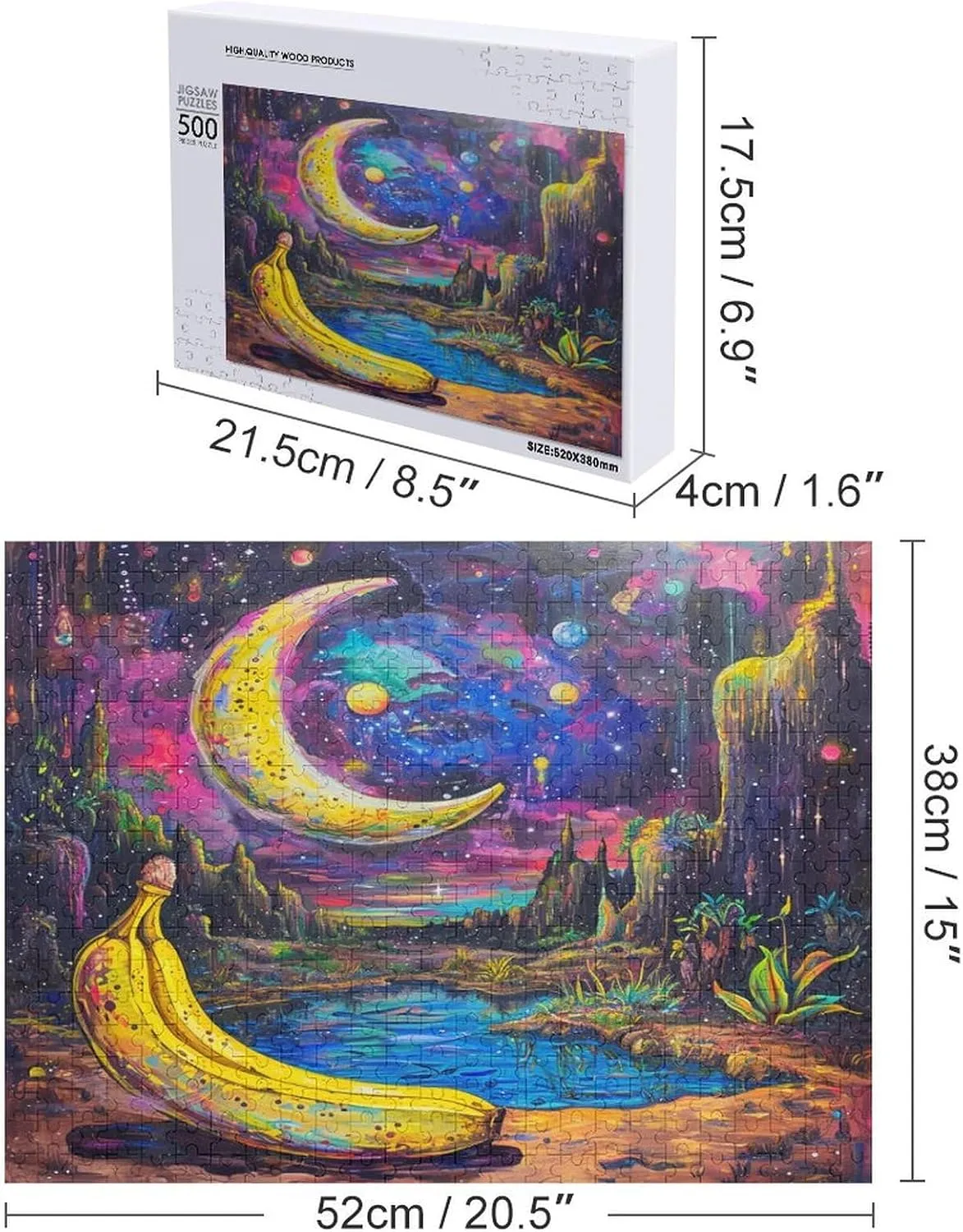 Banana Moon 500 Piece Jigsaw Puzzle,Forest Under The Moonlight Impossible Hard Difficult Challenging Puzzles for Adults, Challenging Puzzles,500 PCS