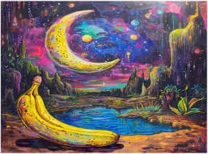 Banana Moon 500 Piece Jigsaw Puzzle,Forest Under The Moonlight Impossible Hard Difficult Challenging Puzzles for Adults, Challenging Puzzles,500 PCS