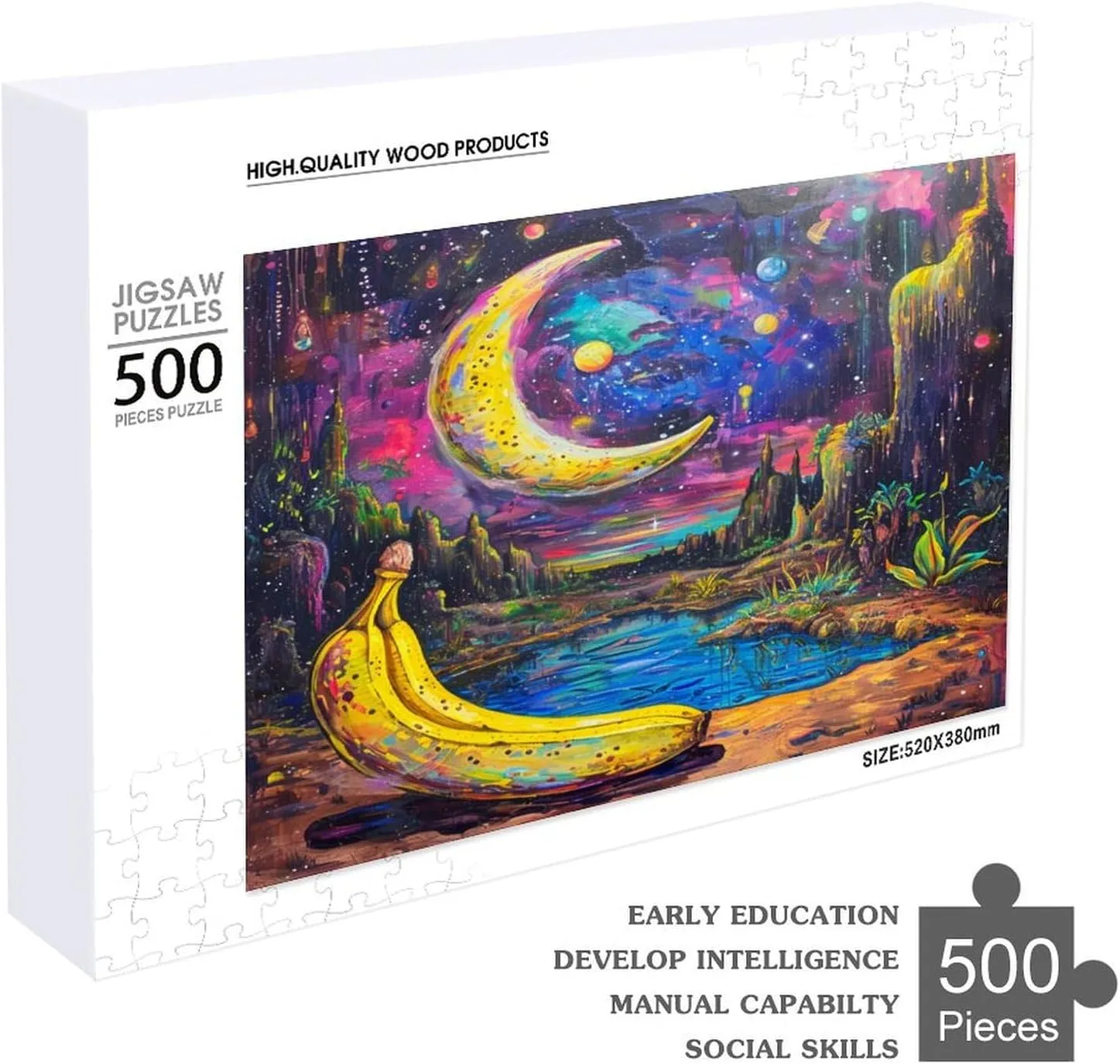 Banana Moon 500 Piece Jigsaw Puzzle,Forest Under The Moonlight Impossible Hard Difficult Challenging Puzzles for Adults, Challenging Puzzles,500 PCS