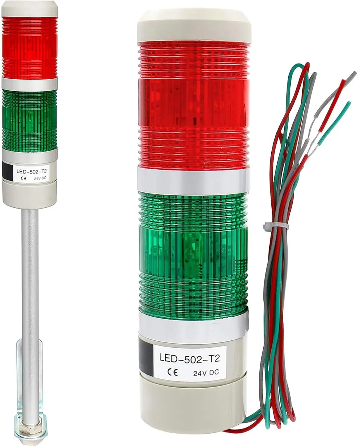 Baomain Industrial Warning Signal Tower Lamp LTA-502T DC 24V 3 Wires Red Green Continuous Light